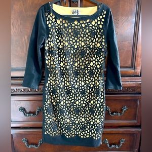 Elegant black and beige dress.